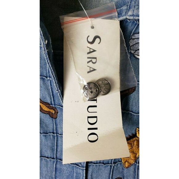 Sara Studio Womens Denim Top S Safari Zoo Animals Vintage Long Sleeve NWT Cotton - Picture 7 of 8